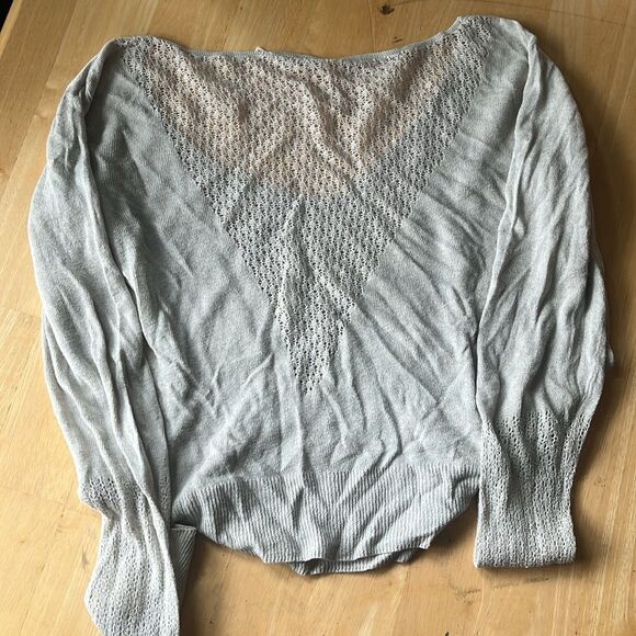 FREE PEOPLE Classic Linen Cotton Long Sleeve Lightweight Top Medium - Picture 5 of 6